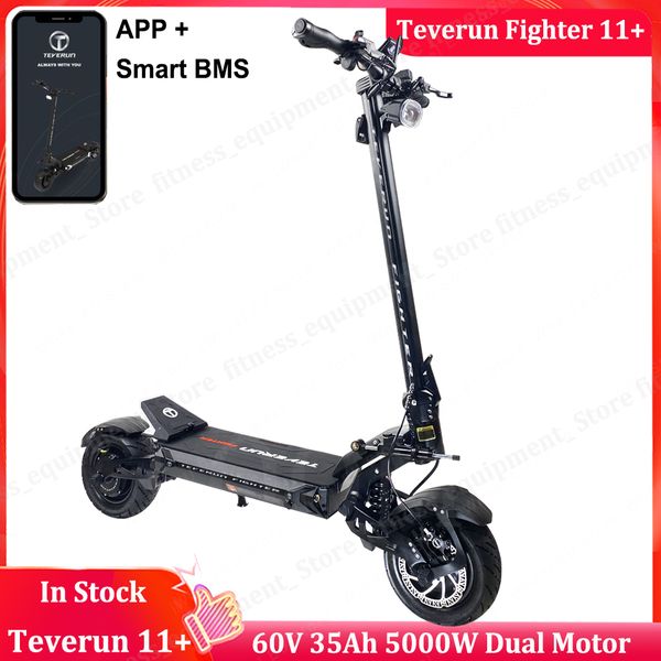 

teverun fighter 11 electric scooter installed smart bms connect teverun app 60v 35ah dual motor peak 5000w speed 85km/h tft display