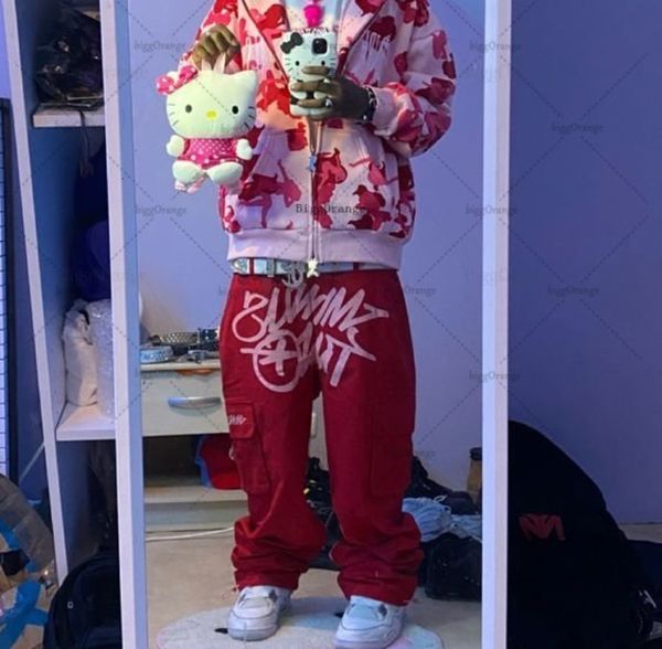 

men's pants streetwear pockets cargo pants high waist straight joggers men and women baggy pants vintage harajuku y2k women fashion 230, Black