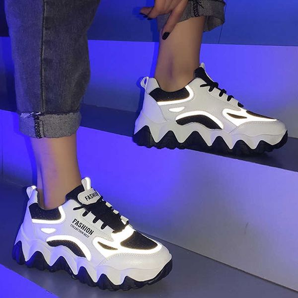 

dress shoes 2020 women sneakers vulcanize shoes new female black white platform thick sole running casual shoe woman sport shoes g230209
