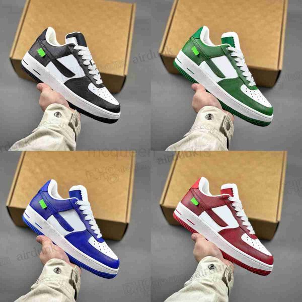 

lvs shoe 2023 est designer sneaker virgil casual shoes 1s 1 calfskin leather abloh white green red blue letter overlays platform low sneaker, Black