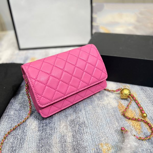 

womens classic mini flap quilted wallet bags with crush gold ball metal hardware matelasse chain crossbody shoulder turn lock card holder ha, Red;black