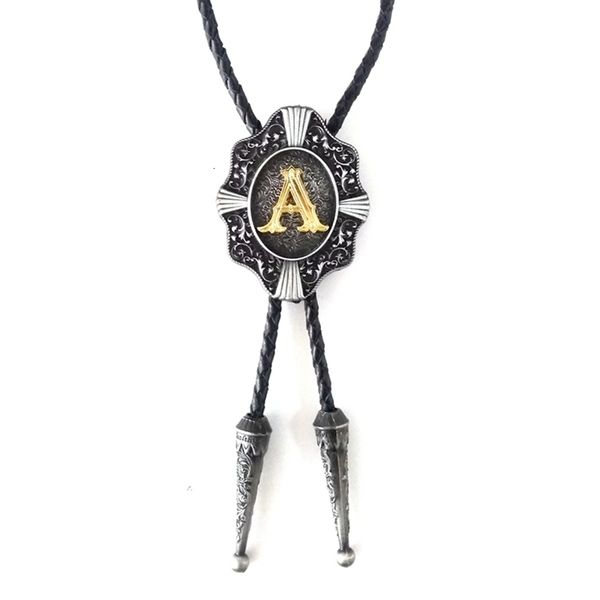 

bolo ties golden initial letter a to z antique silver western cowboy rodeo bolo tie adjustable novelty neckties for men accessories gifts 23, Red