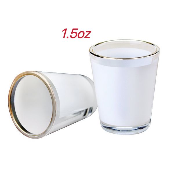 

1.5oz 3oz sublimation sglasses tumbler white patch golden rim wine glasses heat transfer printing frosted cup blank sublimation tumbler ups