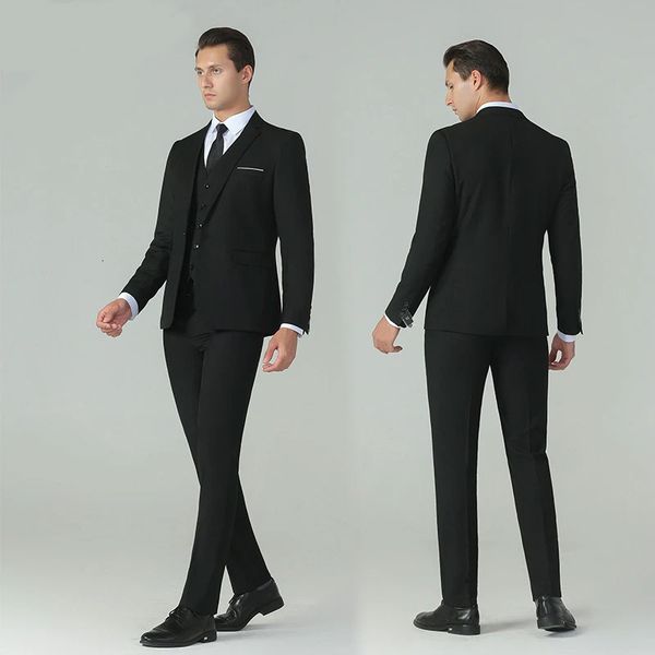 

men's suits blazers jacket pants 2 pieces single button set fashion casual boutique business dress wedding groom suit coat trousers 230, White;black