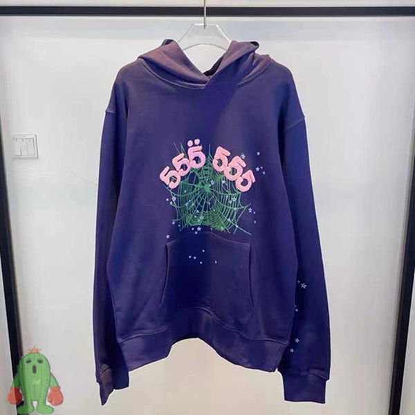 

men's hoodies sweatshirts sp5der 555555 hoodies sweatshirts young thug dark blue foam print spider web pullover hoodie sweatshirts j230, Black