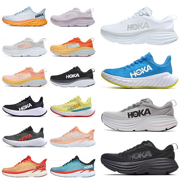 

running shoes for men womens hoka bondi 8 clifton amber yellow blue fog champagne white anthracite castlerock black white summer song mens s