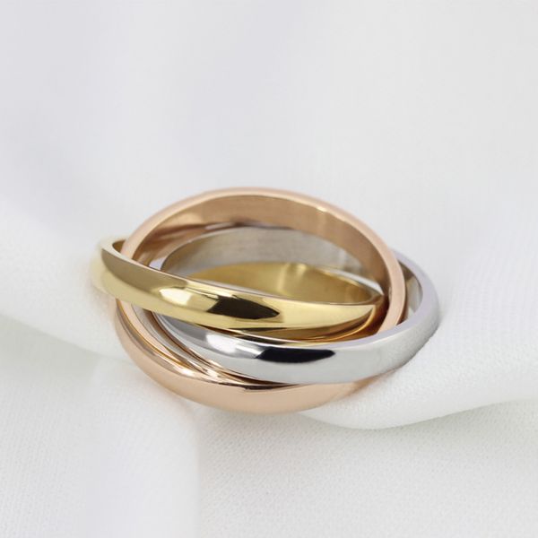 

hip hop shining fashion smooth band rings 18k real gold plated cuban chain finger circel jewelry, Silver