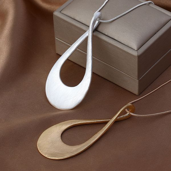 

gemstone big oval long necklace for women simple pendant necklace vintage gift punk accessories 230210, Black