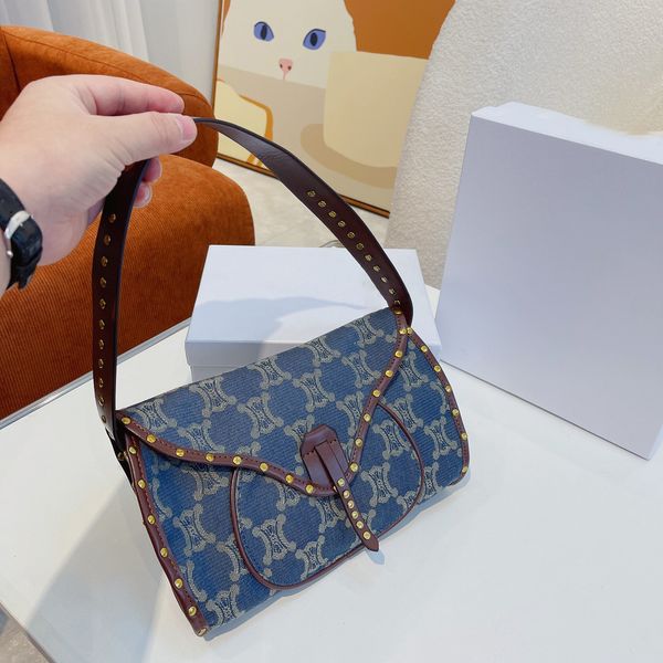 

bag denim 2023 new handbag fashion underarm bag alphabet logo women shoulder bag luxury designer bag brand clamshell design