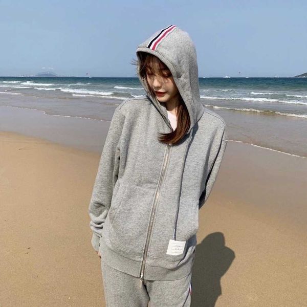 

men's hoodie tom sweater brown hoody unwomen leisure casual sports rear webbing zippered color strip winter style round nec lo88, Black