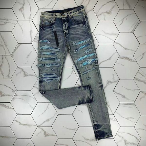 

hm552 mens jeans black cargo pants designer jeans skinny stickers light wash ripped motorcycle rock revival joggers true religions casual el, Blue