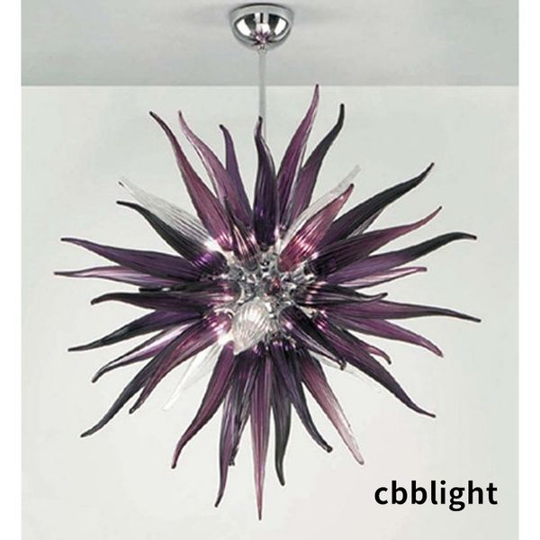 

modern minimalist villa pendant lamps purple color dia28 inches hand blown glass chandelier indoor ceiling lighting chihuly style chandelier