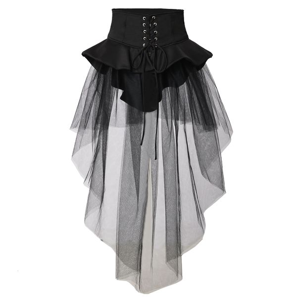 

theme costume women gothic punk corset skirt irregular cocktail tulle belt skirts 230209, Black;red