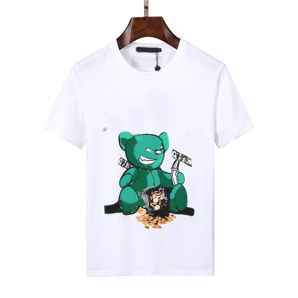 

2023 mens designer mens t shirts summer chest front bear letter embroidery letters print t shirt streetwear cotton women luxurys tshirts clo, White;black