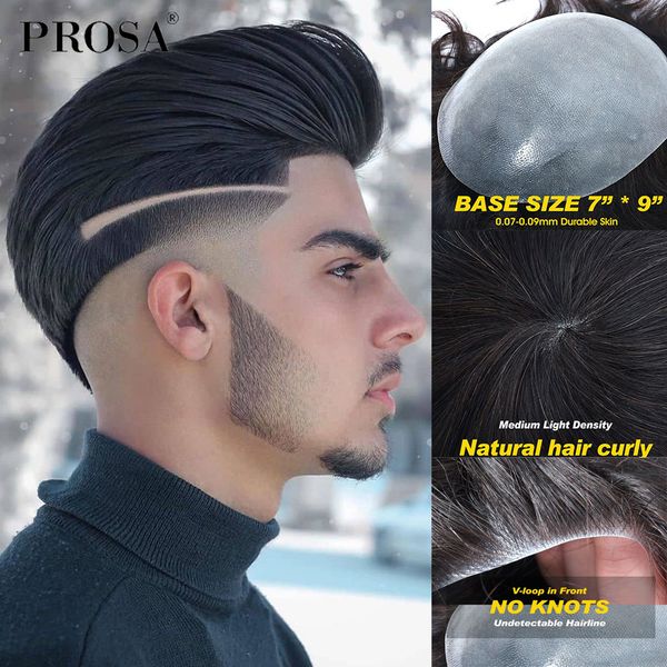 

synthetic s 008mm men's real for men human hair thin skin all vlooped natural man mens pieces replacement piece 230210, Black