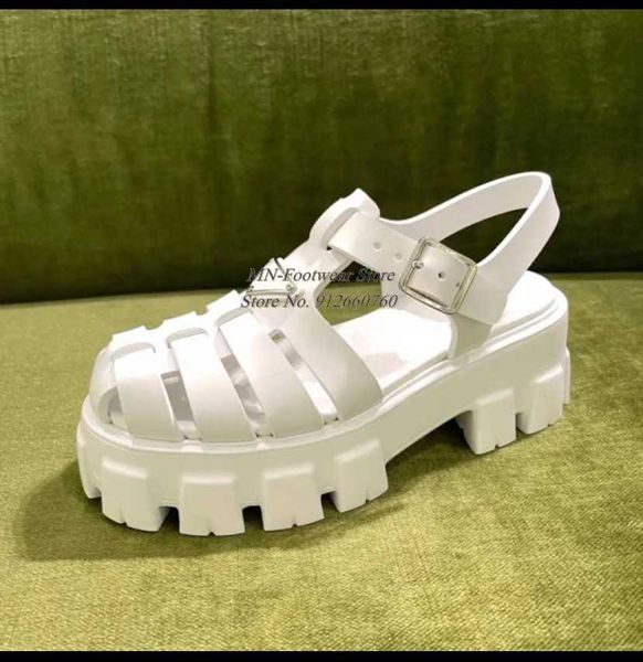 

sandals 2022 new women sandals vegan leather white black hollow weave casual cover toe sandals platform belt buckle handmade to order t23020