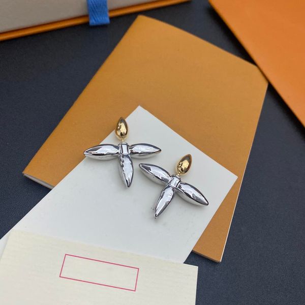 

2023ss luxury designer jewelry stud women earring letter earrings copper gold plated elegant wing charm earrings, Golden;silver