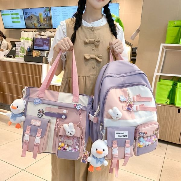

school bags cute contrast colors backpack for women men schoolbag large capacity shoulder bag stylish travel casual daypacks bookbag 230210