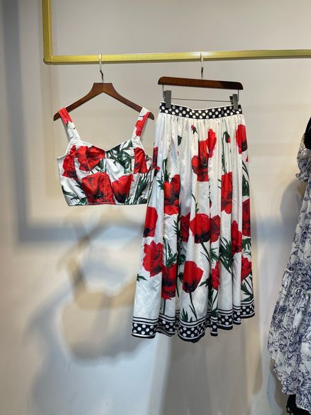 

two piece dress floral printed lshort camisole with midi dress, White
