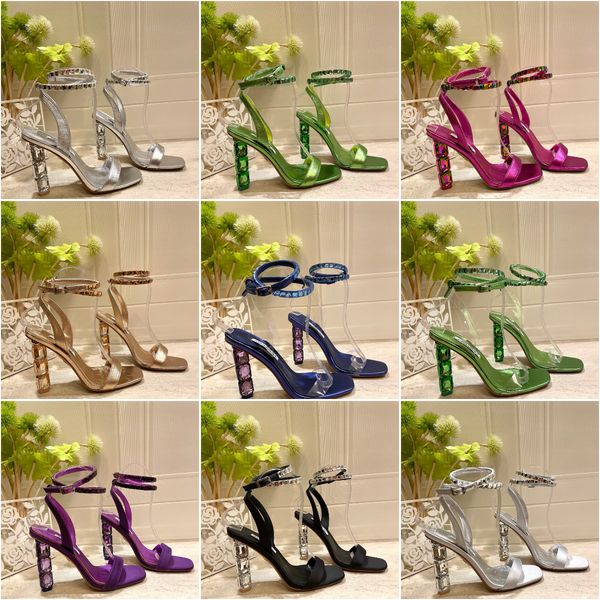 

15 colors rhinestone embellished aquazzura sandals italy pumps women lady high heels luxury boutique shoes clear diamond heel wedding dress, Black