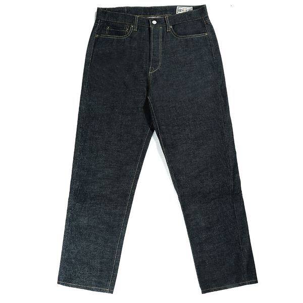 

men's jeans 15oz selvedge denim midwaist straight casual vintage pants 230210, Blue