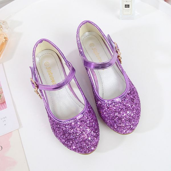 

first walkers ulknn girls purple high heels for kids princess red leather shoe footwear childrens party wedding shoes round toe 13cm 230210