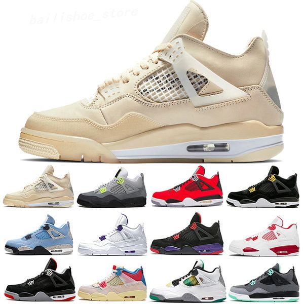 

wholesale jumpman 4 4s kaws men womens basketball shoes white cement cactus jack neon court purple bred mens trainers sports sneakers 36-46