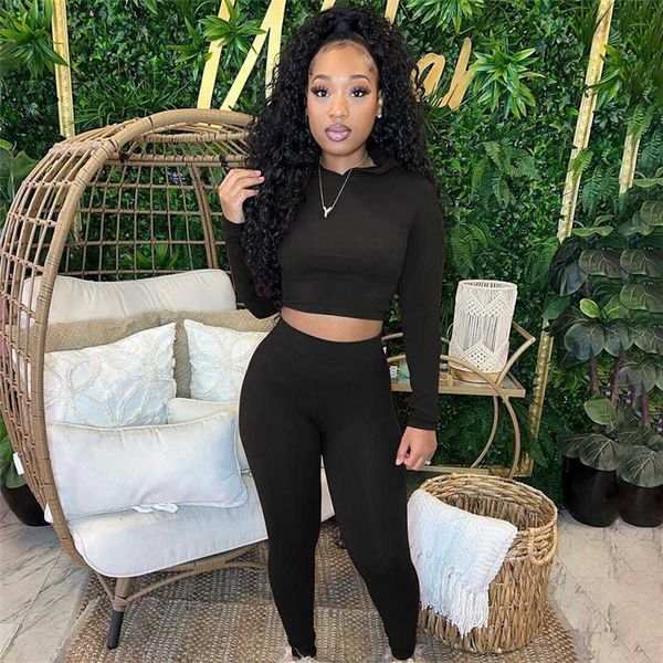 

women's two piece pants wind 2022 autumn women's new fashion hoodie high waist slim tights casual set t230210, White