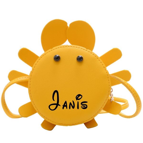 

school bags custom name children shoulder cute girl's funny crab shape solid color lady faux leather crossbody women's 230210