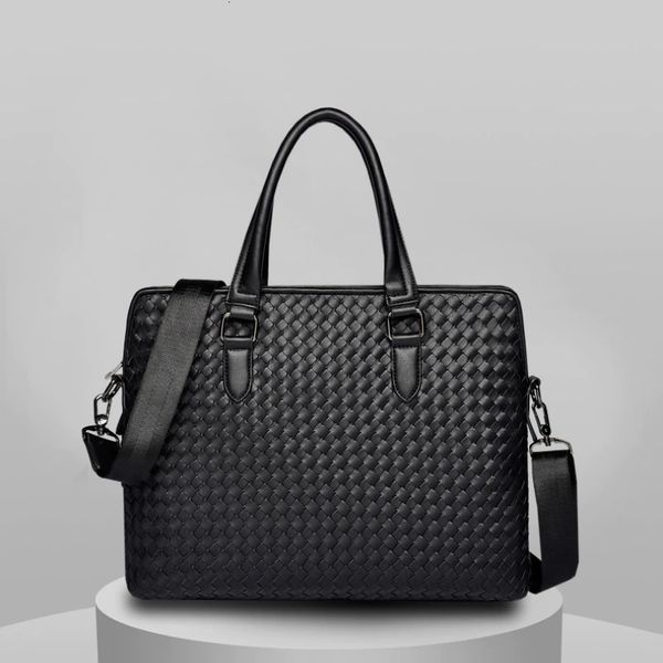 

briefcases xiaop drand luxury men's handwoven business briefcase messenger bag single shoulder diagonal cross lap314" handbags 230