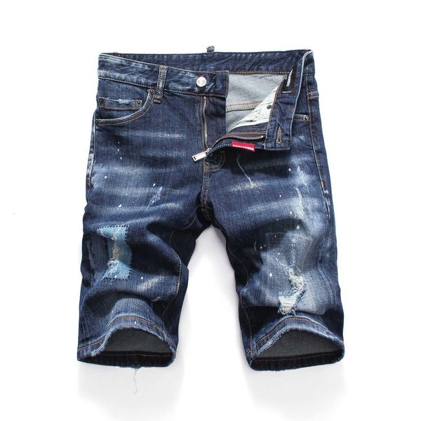 

dsquare jeans d2 new summer quality elastic feet scrape wash men's slim fitting jeans and shorts ekh yoe, Blue