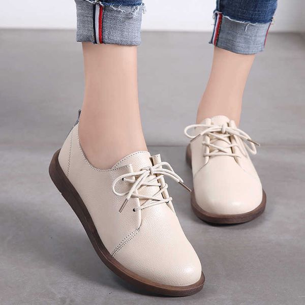 

dress shoes women oxfords spring/autumn flat shoes for women genuine leather casual flats ladies lace up solid chaussure femme zapatos mujer, Black