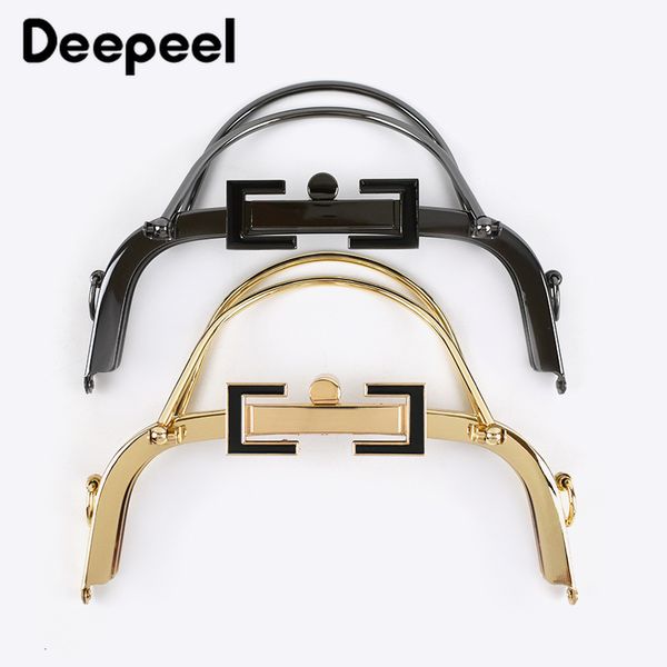 

bag parts accessories 1/2pcs deepeel 10*20.5cm metal purse kiss clasp bag lock frame buckle wallet handle women diy sewing coin hardware acc, Black