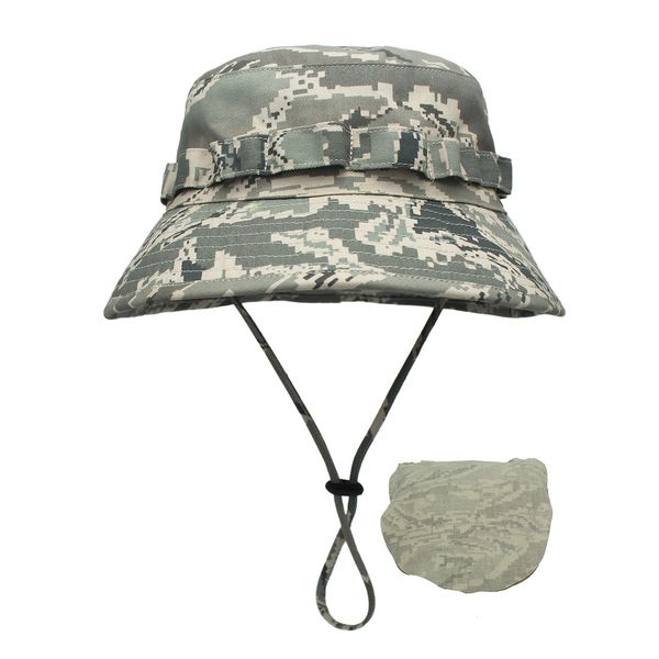 

wide brim hats bucket hats outfly digital camouflage army hat outdoor camping men short brim hat wholesale sunscreen bionic jungle hat bucke, Blue;gray