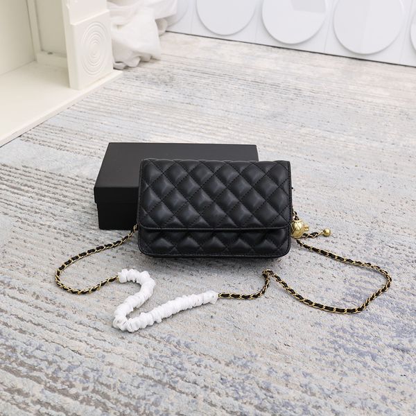 

lambskin woc wallet of chain crossbody bags gold ball stitching plaid women designer flaps