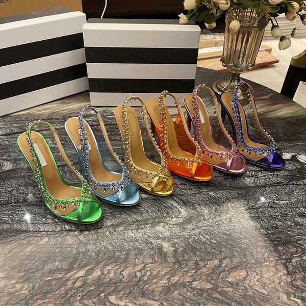 

wedding sandals heeled shoes dress shoe luxury designer satin high crystal-embellished buckle pointed to pcv sandal 10cm dinner, Black