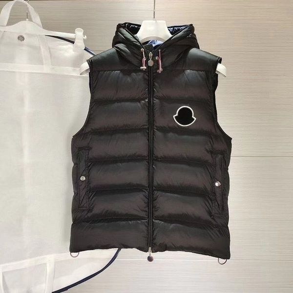 

down jacket mengkou winter men and women can shoulder goose down vest undershirt jacket sleeveless casual street hooded horse clip short par, Black;white