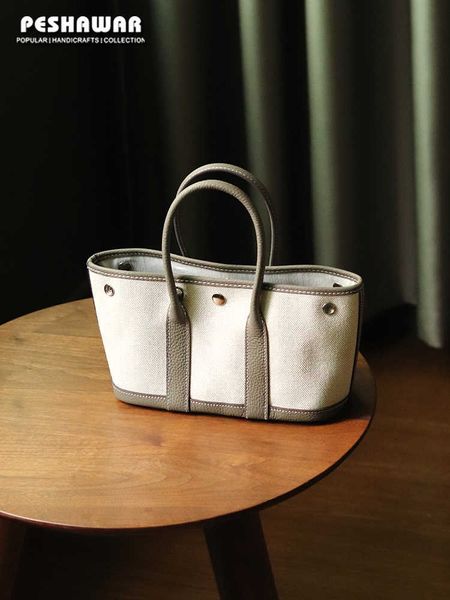 

herme garden party handbags price 2023 new canvas with cowhide women's contrast color leisure japanese and kor