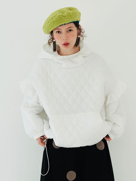 

women's down parkas imakokoni original design white warm coat autumn and winter hooded cotton jacket pullover long sleeve thick blouse, Black