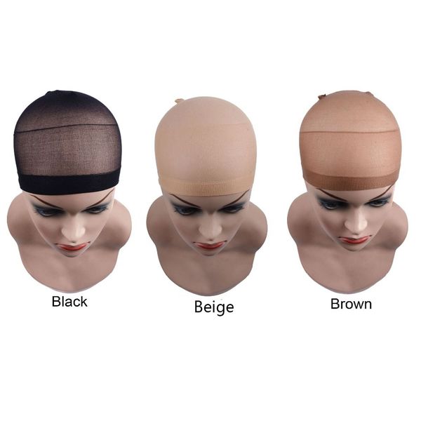 

wholesale wig cap mesh hairnet black beige color stocking cap wig hair net for weave extensions, Black;brown