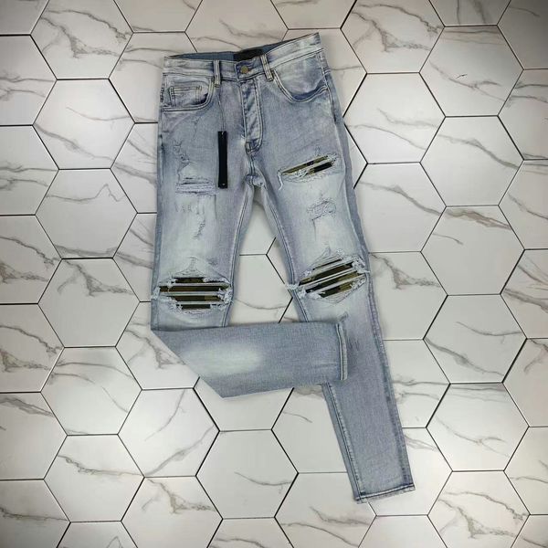 

hm589 mens jeans black cargo pants designer jeans skinny stickers light wash ripped motorcycle rock revival joggers true religions casual el, Blue