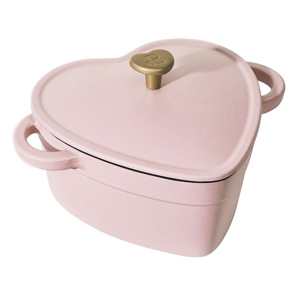 

beautiful 2qt cast iron heart dutch oven pink champagne by drew barrymore