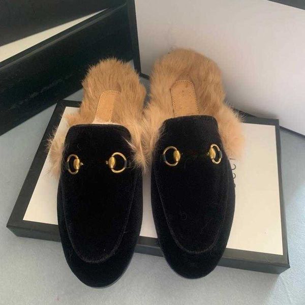 

slippers women wear a horse's title buckle and wear muller shoes. women's autumn and winter thick bottom half, Black