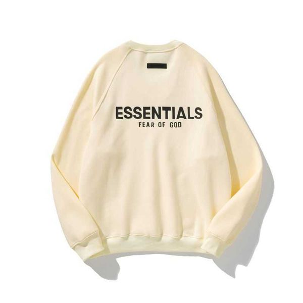 

sweat hoodie for men of god fog essentials double track high street fashion brand back bear rubber pressed round neck loose sweater bcdi, Black