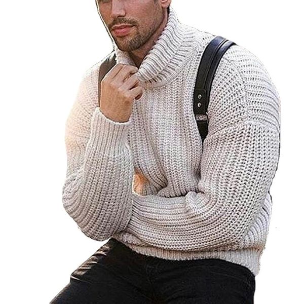 

men's sweaters y2k spring autumn casual fashion solid color turtleneck long sleeve pullover bottom slim type 230210, White;black