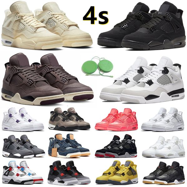 

4 4s men women basketball shoes seafoam military black cat red thunder white oreo unc blue sail bred pn dust pure money mens trainers sports