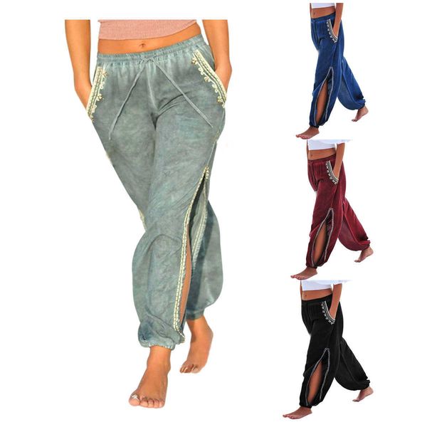 

women's pants capris 2023 summer new beach pants drawstring side split harun pants wide leg pants women t230210, Black;white