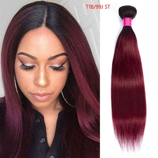 

10a peruvian remy hair bundles straight 1 bundle ombre t1b 99j, Black