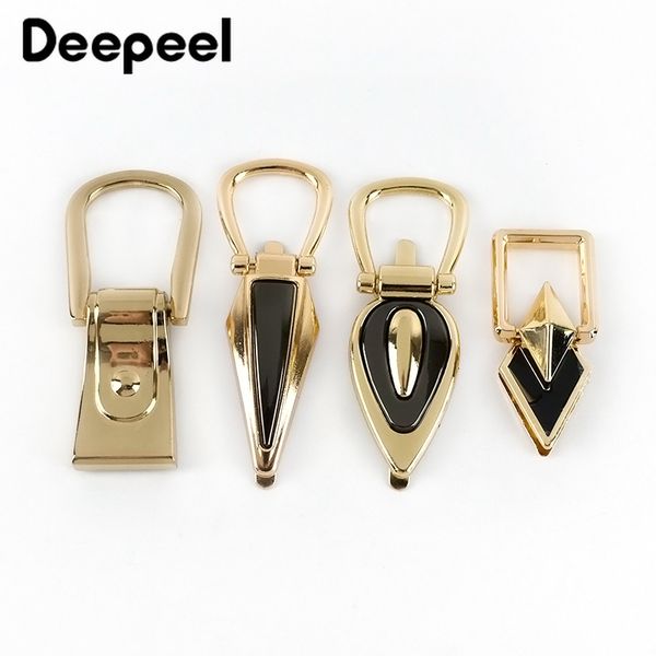 

bag parts accessories 4pcs metal bag side clip ring buckle chain handle screw clasps hang hooks diy luggage hardware sewing decoration acces, Black