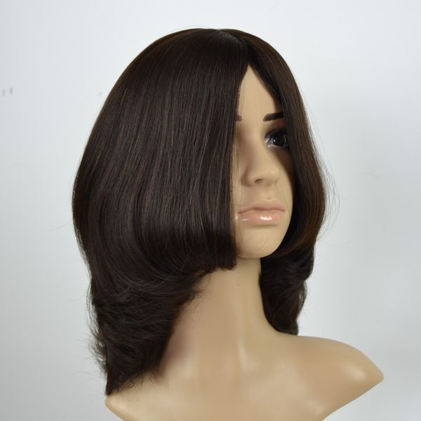 

fine vietnamese european virgin hair jewish kosher wigs long layer dark brown 4# silk sheitels, Black;brown